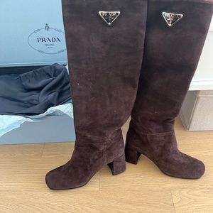 Brown Suede Prada Boots